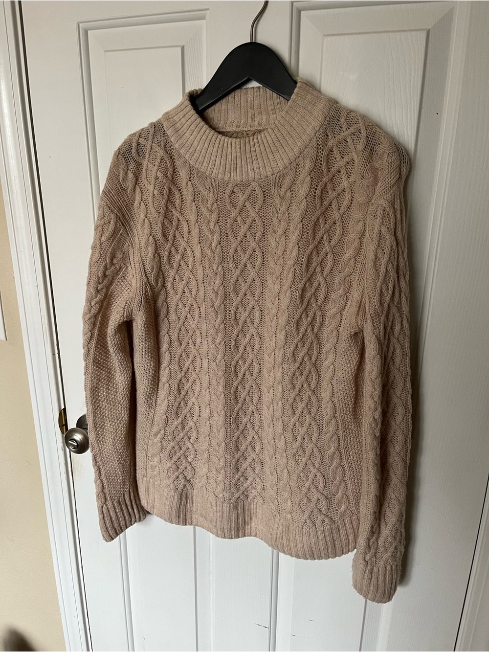 Muji Cable Knit Turtleneck Sweater - Beige